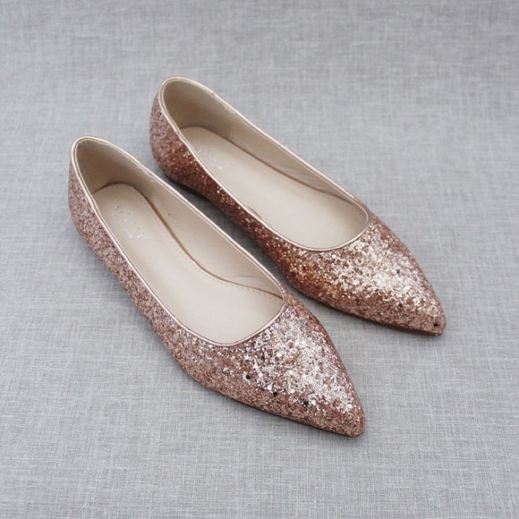 ASOS Shoes - ASOS Rose Gold Glitter Flats
